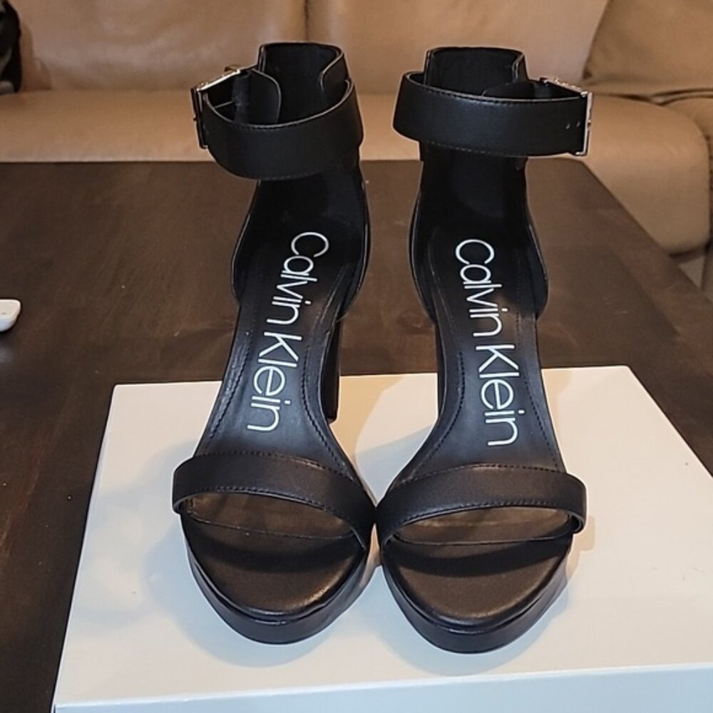 Calvin Klein Black Ankle Strap Heels